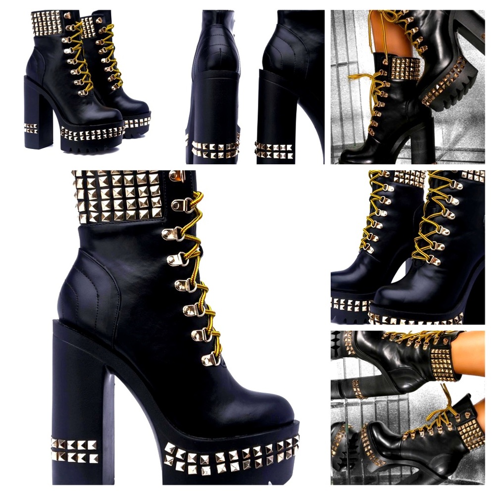 PLATFORM BLOCK HEEL BOOTIE-BLACK